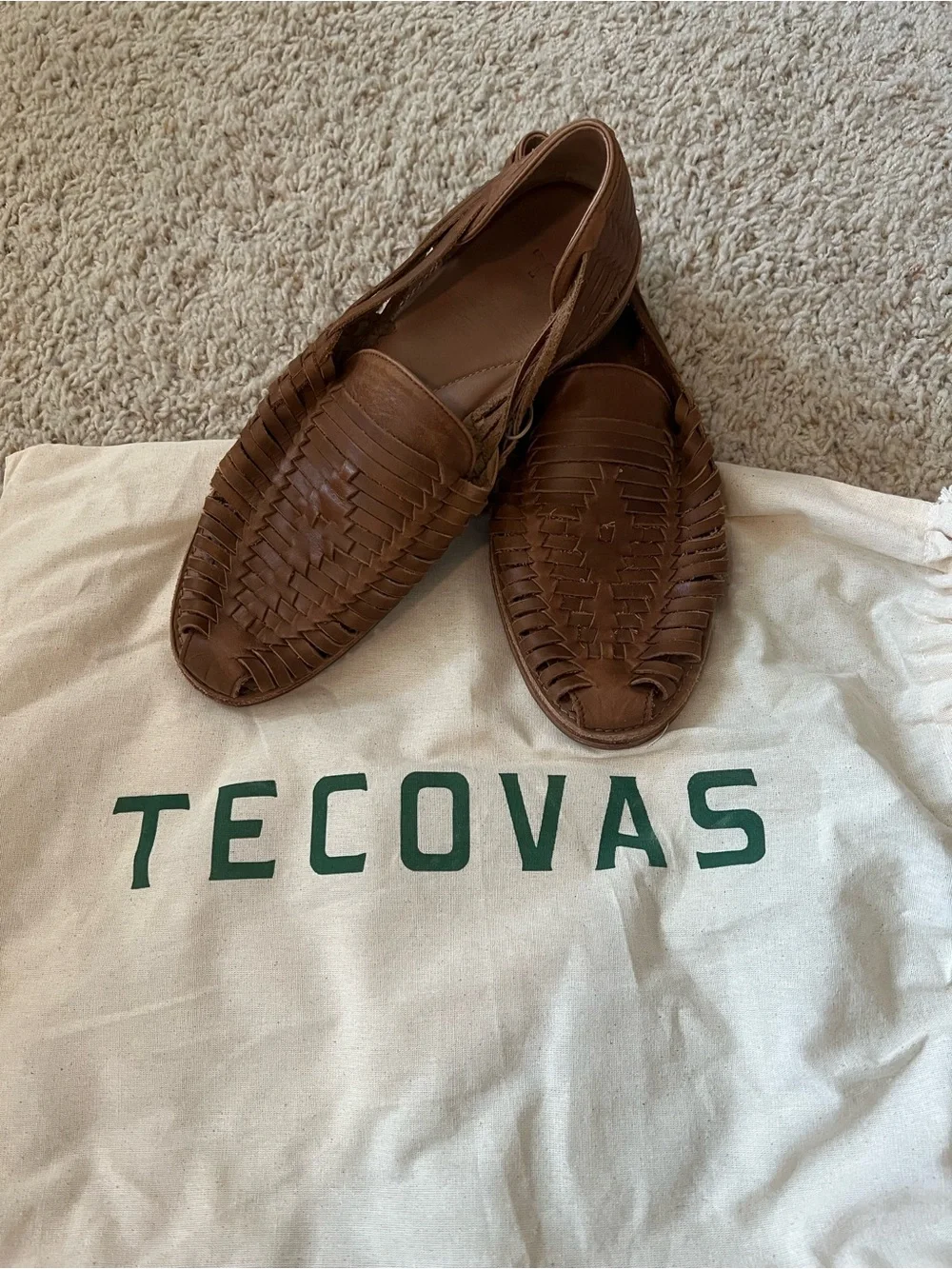 Tecovas Tan Brown Woven Leather Slip-On Loafers